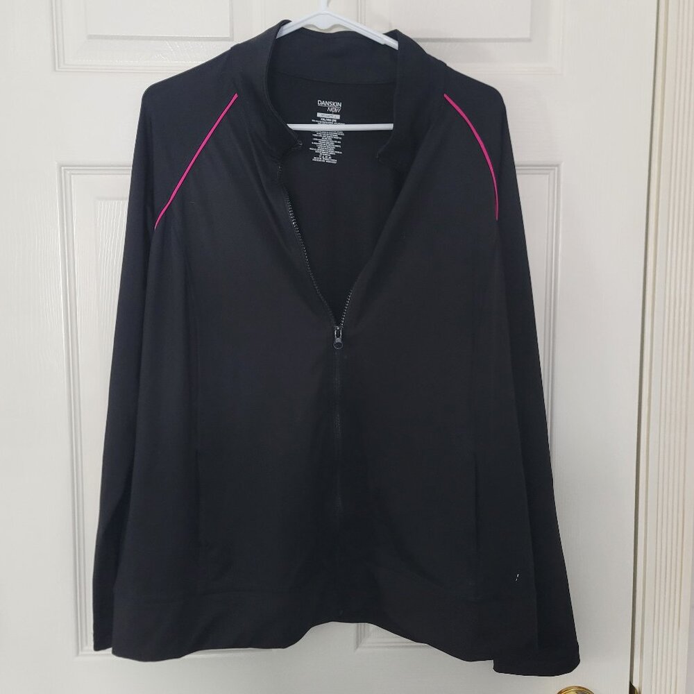 Kids/girls black and pink full zip Danskin now athletic sweatshirt with pockets